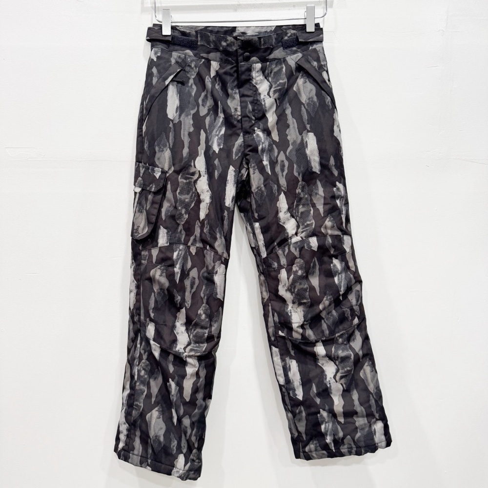 Slalom Camo Print Snow Ski Pants Black Grey Large 10-12